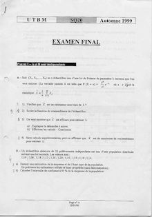 Probabilités et statistiques 1999 Tronc Commun Université de Technologie de Belfort Montbéliard