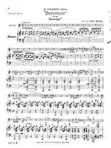 Partition de piano, Jocelyn, Op.100, Godard, Benjamin par Benjamin Godard