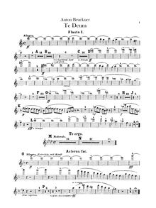 Partition flûte 1, 2, Te deum, WAB 45, Bruckner, Anton
