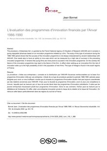L évaluation des programmes d innovation financés par I Anvar 1986-1990 - article ; n°1 ; vol.100, pg 93-118