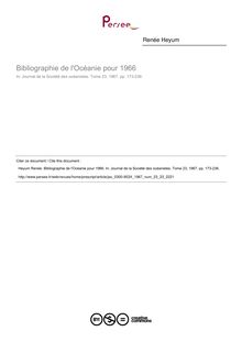 Bibliographie de l Océanie pour 1966  ; n°23 ; vol.23, pg 173-236
