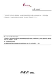 Contribution à l étude du Paléolithique supérieur du Gâtinais - article ; n°6 ; vol.29, pg 272-279