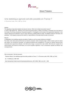 Une statistique agricole est-elle possible en France ? - article ; n°1 ; vol.69, pg 29-42