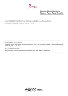 L investissement direct et les entreprises françaises - article ; n°1 ; vol.326, pg 113-128