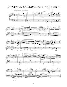 Partition Sonata No.5 en F# minor, Six Piano sonates, Op. 25, Clementi, Muzio