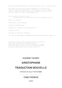 Aristophane; Traduction nouvelle, Tome premier par Aristophanes