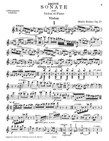 Partition de violon, violon Sonata, Op.21, Radnai, Miklós