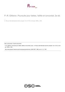 P.-R. Gillieron, Poursuite pour dettes, faillite et concordat, 2e éd. .. - note biblio ; n°2 ; vol.41, pg 555-555