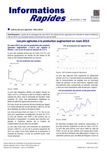 INSEE : Indices des prix agricoles - Mars 2013
