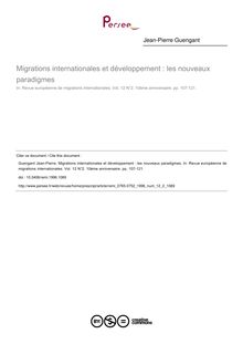 Migrations internationales et développement : les nouveaux paradigmes - article ; n°2 ; vol.12, pg 107-121