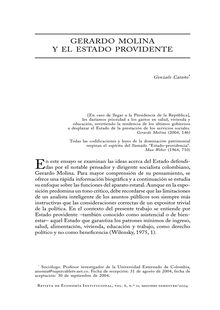 Gerardo Molina y el Estado providente (Gerardo Molina and the provident State)