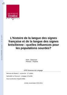 L histoire de la langue des signes française et de la langue des signes brésilienne quelles influences pour