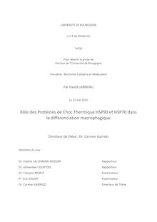 Rôle des protéines de choc thermique HSP90 et HSP70 dans la différenciation macrophagique, Role of heat shock protein HSP90 and HSP70 in macrophagic differentiation