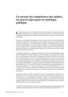 La mesure des compétences des adultes, un nouvel enjeu pour la statistique publique - article ; n°1 ; vol.424, pg 3-30