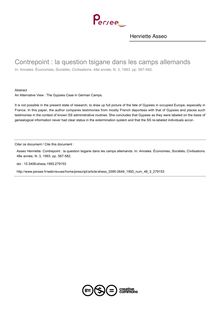 Contrepoint : la question tsigane dans les camps allemands - article ; n°3 ; vol.48, pg 567-582
