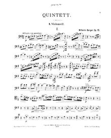 Partition violoncelle 1, corde quintette, Op.75, Berger, Wilhelm