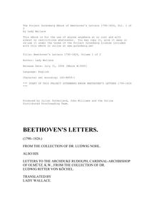 Partition Volume 1, Letters, Beethoven, Ludwig van