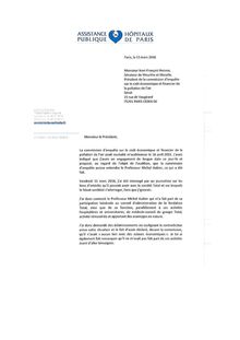 Michel Aubier : lettre de Martin Hirsch à JF. Husson
