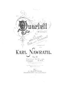 Partition violon 2, corde quatuor No.2, Op.21, D minor, Navrátil, Karel