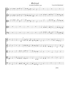 Partition , Al suon d amata voce - partition complète (Tr Tr T T B), madrigaux pour 5 voix