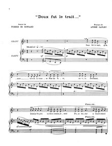 Partition complète (voix et harpe), Sonnet de Pierre de Ronsard
