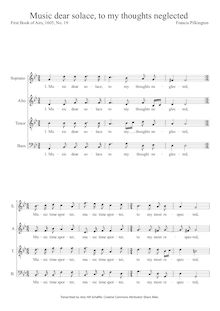Partition SATB, Music dear solace, to my thoughts neglected, Pilkington, Francis