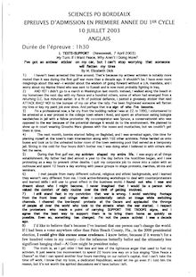Anglais 2003 Admission en première année IEP Bordeaux - Sciences Po Bordeaux