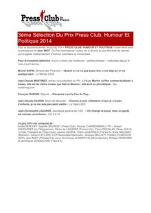  Prix Press Club, Humour Et Politique 2014 - 3éme Sélection
