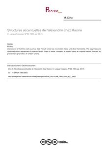 Structures accentuelles de l alexandrin chez Racine - article ; n°1 ; vol.99, pg 63-74