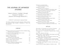 THE JOURNAL OF JAPANESE STUDIES