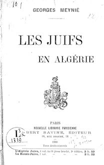 Les juifs en Algérie / Georges Meynié