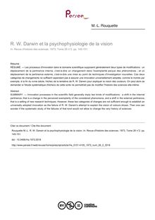 R. W. Darwin et la psychophysiologie de la vision - article ; n°2 ; vol.26, pg 145-151