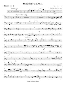 Partition Trombone 2, Symphony No.34, F major, Rondeau, Michel par Michel Rondeau