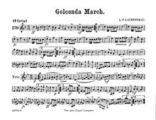 Partition Cornet (E♭), Golconda March, A♭ major and D♭ major, Laurendeau, Louis Philippe