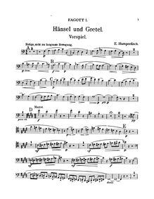 Partition basson 1, 2, Hänsel und Gretel, Märchenspiel in drei Bildern