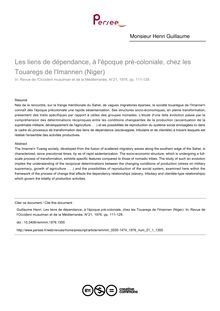 Les liens de dépendance, à l époque pré-coloniale, chez les Touaregs de l Imannen (Niger) - article ; n°1 ; vol.21, pg 111-129
