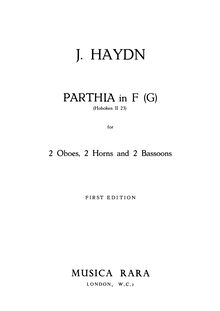 Partition complète, Divertimento, Hob.II:23, Parthia, F major, Haydn, Joseph