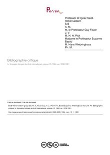 Bibliographie critique  ; n°1 ; vol.10, pg 1038-1081
