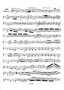 Partition de violon (en option), Piano Sonata No.3, Dussek, Jan Ladislav