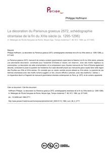 La décoration du Parisinus graecus 2572, schédographie otrantaise de la fin du XIIIe siècle (a. 1295-1296) - article ; n°2 ; vol.96, pg 617-645