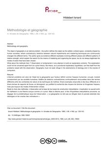Méthodologie et géographie - article ; n°492 ; vol.89, pg 129-143