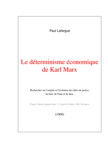 Le déterminisme économique de Karl Marx