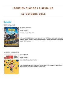 Sorties cinéma de la semaine du 12 octobre 2011