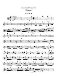 Partition violons II, España, Chabrier, Emmanuel