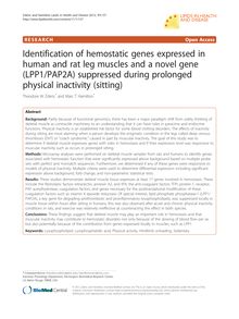 Identification of hemostatic genes expressed in human and rat leg muscles and a novel gene (LPP1/PAP2A) suppressed during prolonged physical inactivity (sitting)