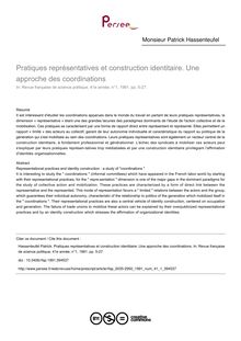 Pratiques représentatives et construction identitaire. Une approche des coordinations - article ; n°1 ; vol.41, pg 5-27