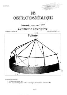 Géométrie descriptive 2007 BTS Constructions métalliques