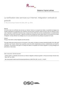 La tarification des services sur Internet. Intégration verticale et gratuité - article ; n°1 ; vol.52, pg 39-56