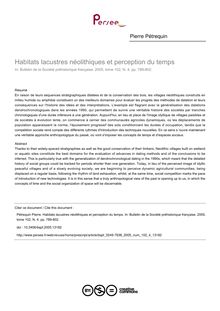 Habitats lacustres néolithiques et perception du temps - article ; n°4 ; vol.102, pg 789-802