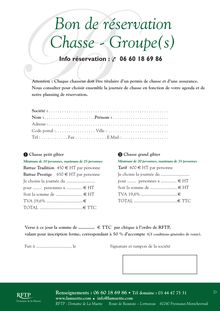 BBon de réservation Chasse - Groupe(s)